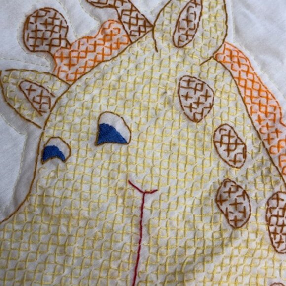 Homemae Baby Blanket Cross Stitch Elephant Giraffe Monkey Lion Frog 40"x61" - Picture 11 of 11